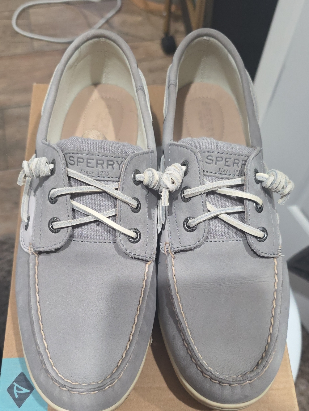 Sperry Men's Light Gray Leather Boat Shoes